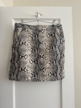 BB Dakota Snake-Print Mini Skirt in Black and Cream